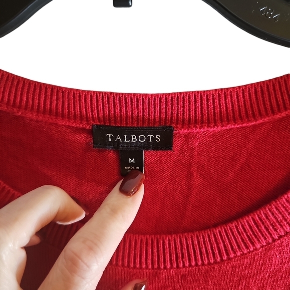 Talbots sz medium red crewneck Sottie Dog sweater cashmere blend - Picture 4 of 8